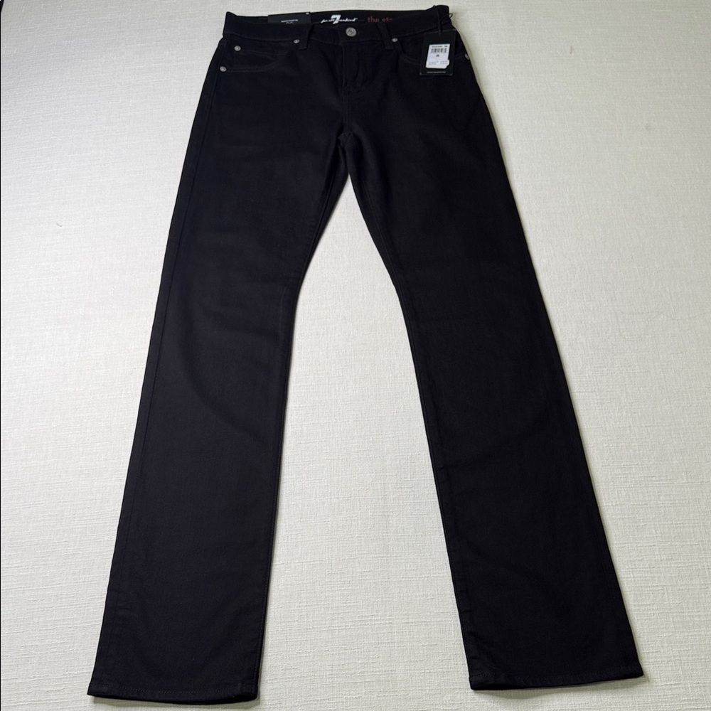 7 For All Mankind The Straight Jeans Size 28 Black Tapered Straight NWT